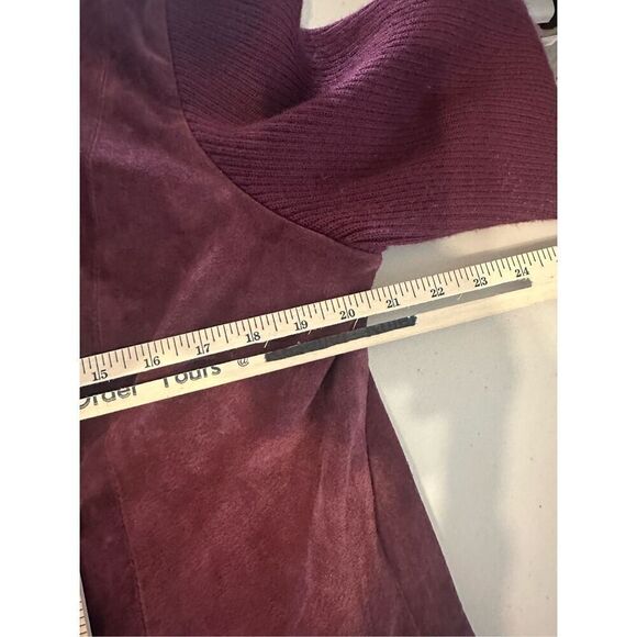 JG Hook Women's Dark Burgundy High Neck Suede Full Zip Jacket Size 14W - Picture 7 of 9